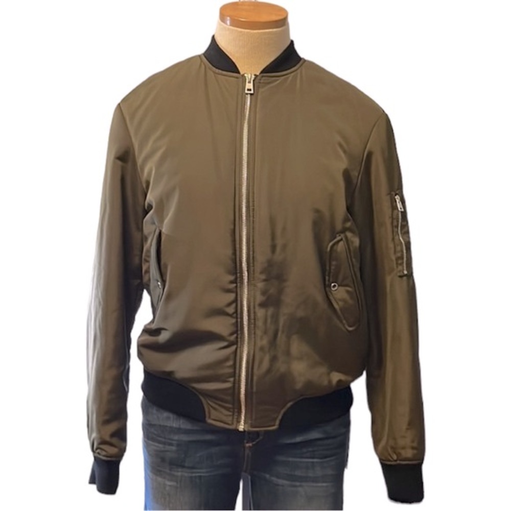 Zara Nylon Bomber Jacket, Olive Green, XS